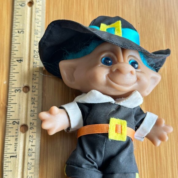 Thanksgiving Pilgrim Troll Doll Holiday Decor 5" Tall Original - Picture 3 of 5